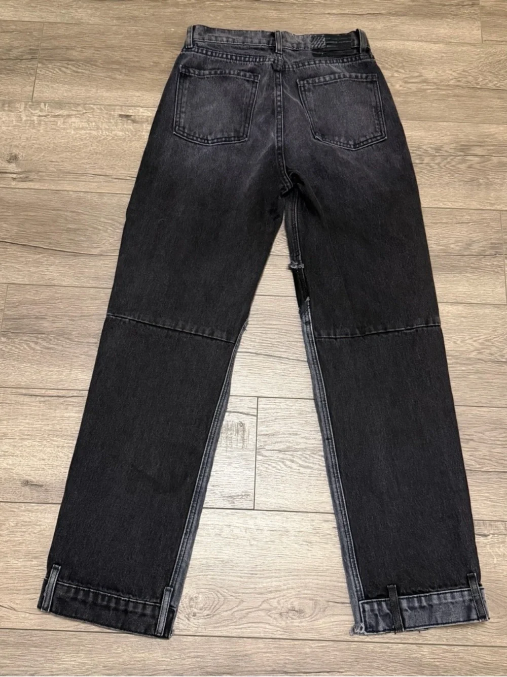 REVICE Love at First Sight Button Fly Black Denim Patchwork Jeans Womens Sz 26